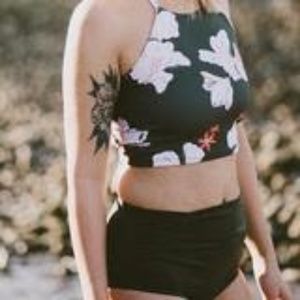 Dark Green High Waisted Bikini Set